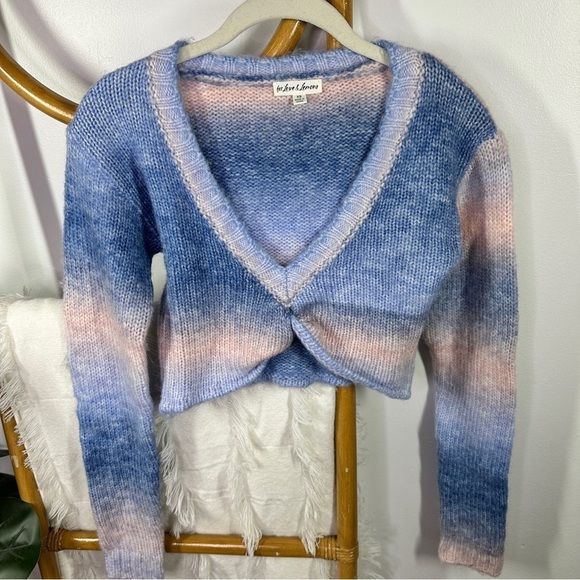 For Love and Lemons Celeste Twist Front Stripe Crop Sweater sz XS - Picture 7 of 11